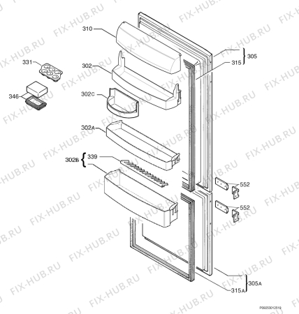 Взрыв-схема холодильника Juno Electrolux JKG7468 - Схема узла Door 003