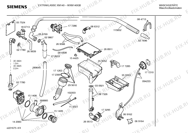 Взрыв-схема стиральной машины Siemens WXM140GB SIEMENS EXTRAKLASSE XM 140 - Схема узла 04