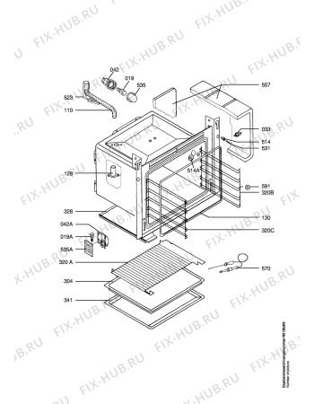 Взрыв-схема плиты (духовки) Aeg Electrolux E5731-4-A  NORDIC - Схема узла Oven