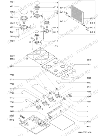 Схема №1 HOB 464 W 300 162 26 с изображением Решетка на поверхность для плиты (духовки) Whirlpool 481245838025