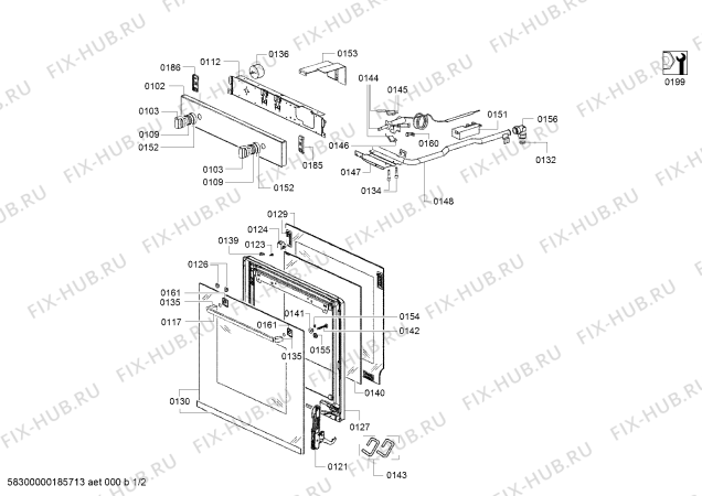Схема №1 HGN10G050 с изображением Панель управления для плиты (духовки) Bosch 00747159