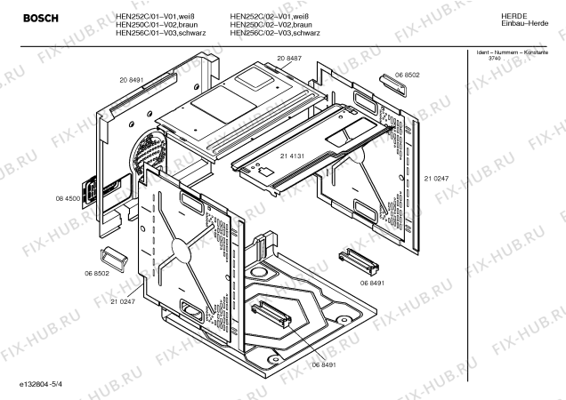 Схема №4 HEN255C с изображением Инструкция по эксплуатации для духового шкафа Bosch 00521745