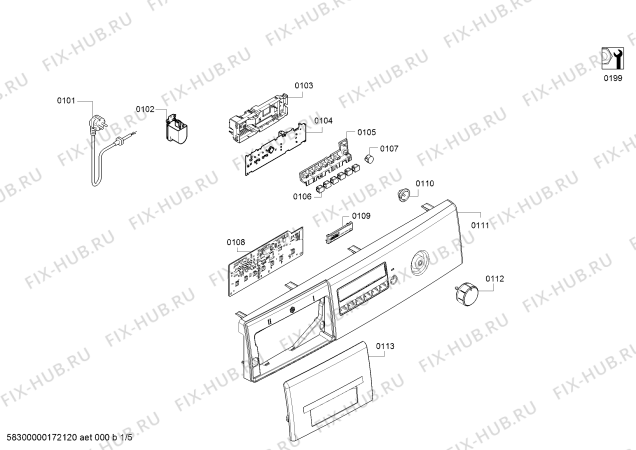 Схема №4 WAB24266EE Serie 2 с изображением Панель управления для стиралки Bosch 11000559