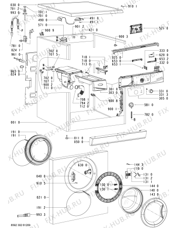 Схема №2 AWO/D 4726 с изображением Обшивка для стиральной машины Whirlpool 480111100559