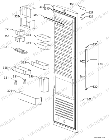Взрыв-схема холодильника Electrolux ERE3666MFW - Схема узла Door