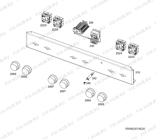 Взрыв-схема плиты (духовки) Voss Electrolux ELK13021HV - Схема узла Command panel 037