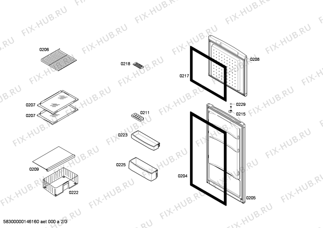 Схема №3 3FEB2215 с изображением Дверь морозильной камеры для холодильника Bosch 00686464