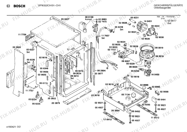 Взрыв-схема посудомоечной машины Bosch SPI6322CH - Схема узла 02