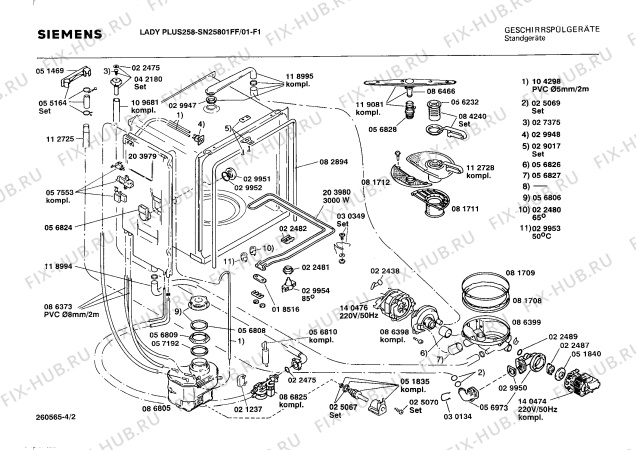 Взрыв-схема посудомоечной машины Siemens SN25801FF - Схема узла 02