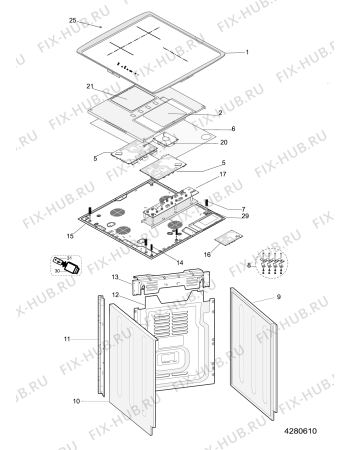 Взрыв-схема плиты (духовки) Whirlpool AXMT6634WH (F093786) - Схема узла