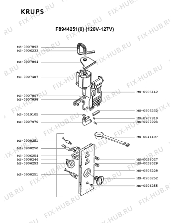 Взрыв-схема кофеварки (кофемашины) Krups F8944251(0) - Схема узла WP001871.6P2