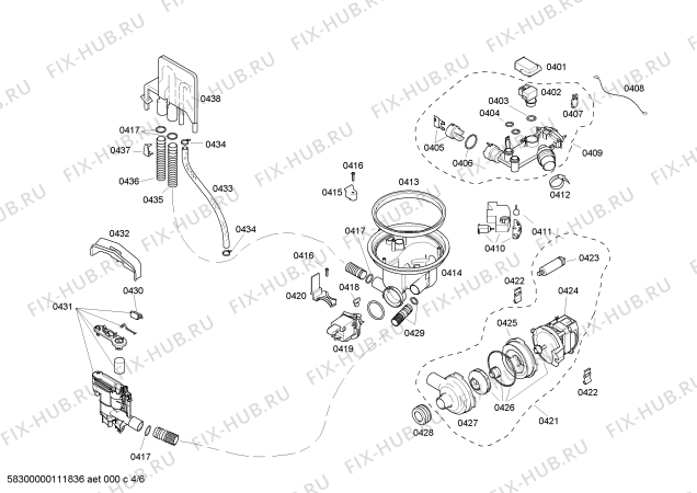 Взрыв-схема посудомоечной машины Bosch SHE46C02UC Bosch - Схема узла 04