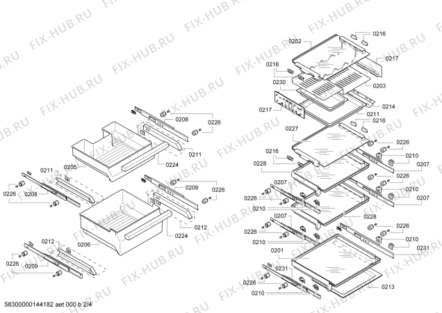 Взрыв-схема холодильника Gaggenau RC249202 - Схема узла 02