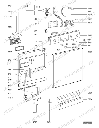 Схема №1 ADP 7669 IX с изображением Панель для посудомоечной машины Whirlpool 480140101576