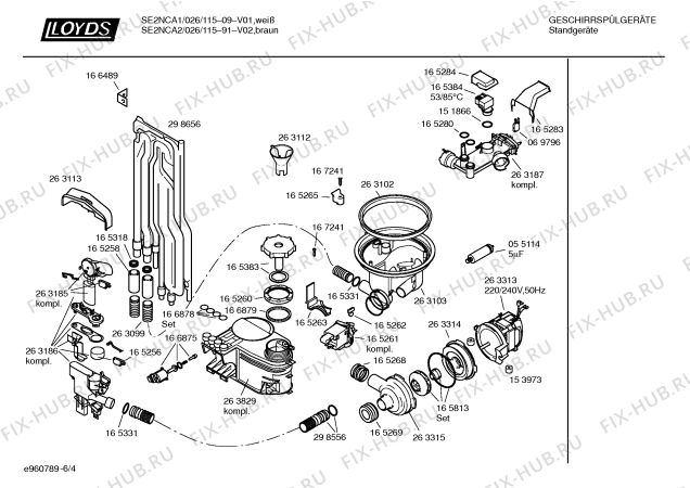 Схема №5 SE2NCA1 026/115-09 с изображением Передняя панель для посудомойки Bosch 00353842