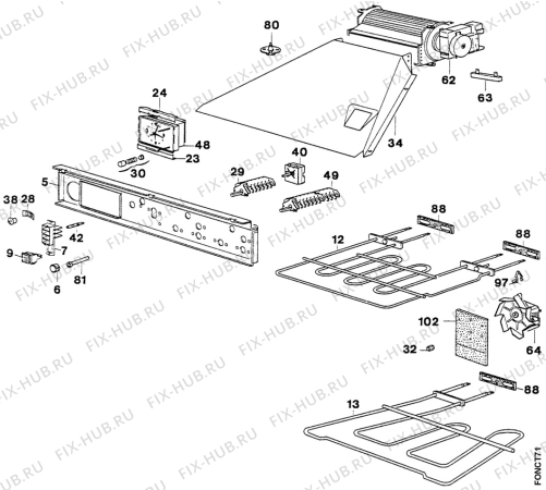 Взрыв-схема плиты (духовки) Faure CFM587M - Схема узла Electrical equipment 268