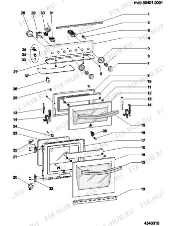 Взрыв-схема плиты (духовки) Indesit KD3G2WG (F034929) - Схема узла