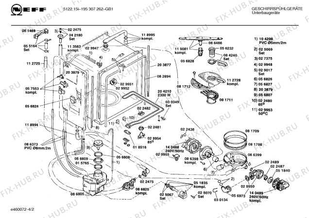 Схема №3 195307262 5122.15I с изображением Панель для электропосудомоечной машины Bosch 00119861