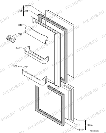 Взрыв-схема холодильника Zanussi Z21/9O - Схема узла Door 003