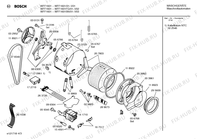 Взрыв-схема стиральной машины Bosch WFF1601FG, WFF1601 - Схема узла 03