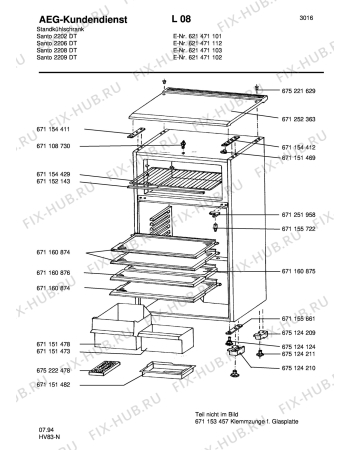 Взрыв-схема холодильника Aeg S2206 DT - Схема узла Housing 001