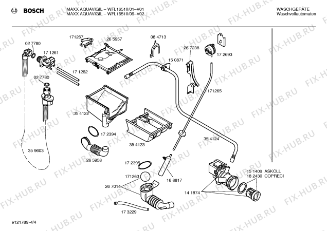 Схема №3 WFL1651II Maxx Aquavigil с изображением Инструкция по установке и эксплуатации для стиралки Bosch 00526830