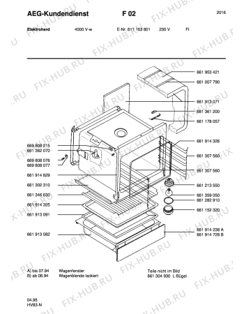 Взрыв-схема плиты (духовки) Aeg 4000V-W SF - Схема узла Section2