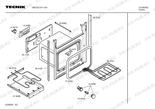 Взрыв-схема плиты (духовки) Tecnik HB3TI21 tkc215 - Схема узла 02