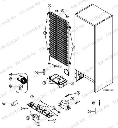 Взрыв-схема холодильника Zanussi ZRT343IW - Схема узла Section 3