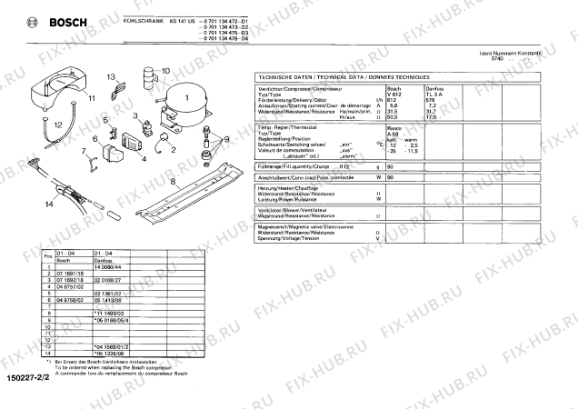 Взрыв-схема холодильника Bosch 0701134475 KS141US - Схема узла 02