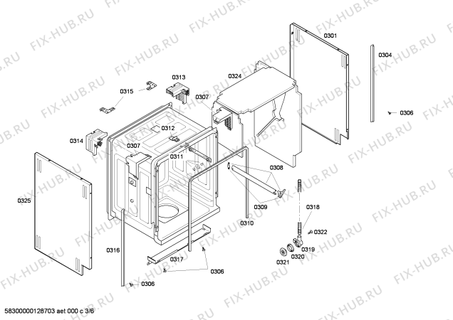 Взрыв-схема посудомоечной машины Bosch SHI66A05UC Bosch - Схема узла 03