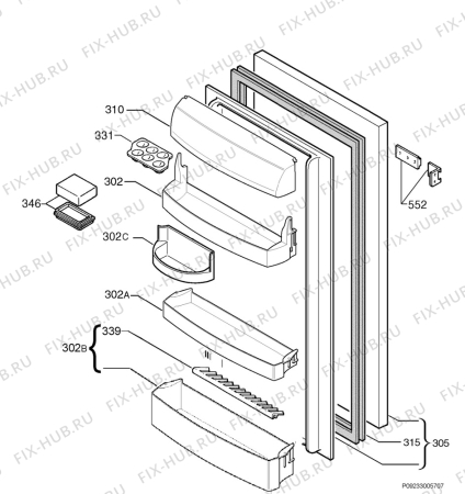 Взрыв-схема холодильника Juno Electrolux JKI4058 - Схема узла Door 003