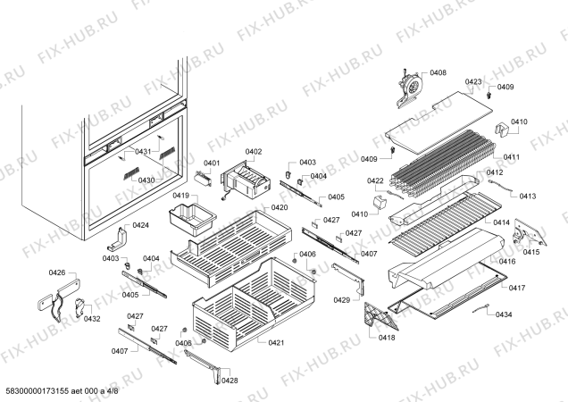 Схема №6 RW414260 с изображением Крышка для холодильника Bosch 00606276