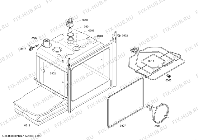 Взрыв-схема плиты (духовки) Bosch HBN101250A - Схема узла 03