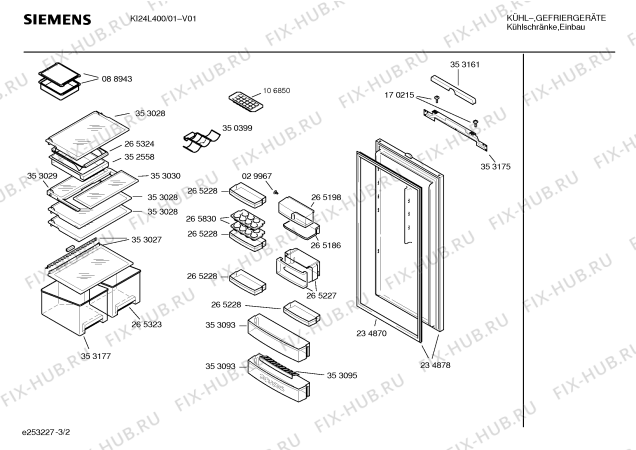 Взрыв-схема холодильника Siemens KI24L400 - Схема узла 02