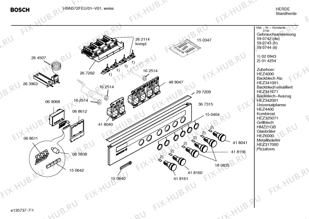 Схема №5 HSN572FEU с изображением Стеклокерамика для духового шкафа Bosch 00218998