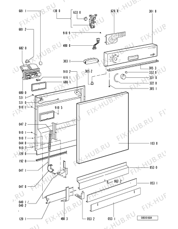 Схема №2 ADP 2442 WH с изображением Панель для посудомоечной машины Whirlpool 481245370874