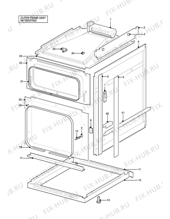 Взрыв-схема плиты (духовки) Zanussi ZCE7701X - Схема узла H10 Outer Frame