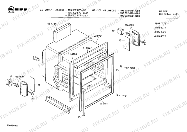 Взрыв-схема плиты (духовки) Neff 195302678 GB-2071.41LHECSG - Схема узла 07