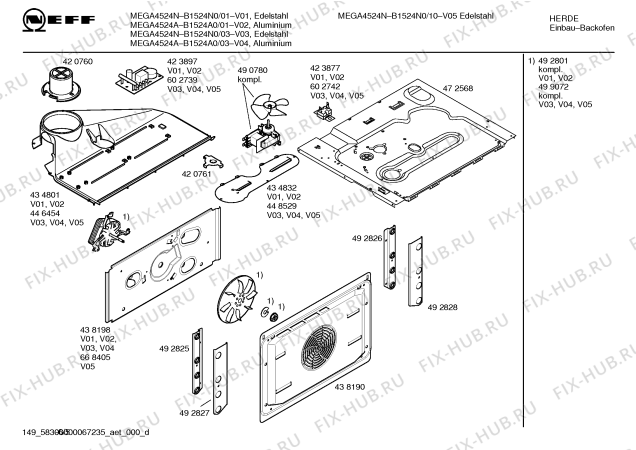 Схема №5 B1524A0 MEGA4524A с изображением Инструкция по эксплуатации для духового шкафа Bosch 00590935