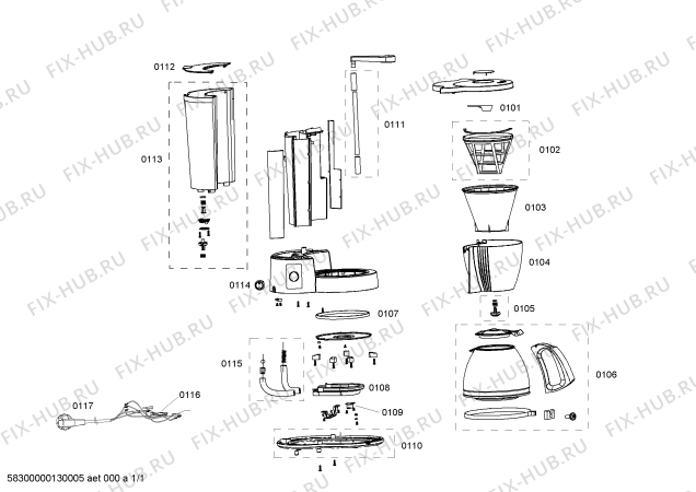 Схема №1 CG7226 с изображением Тепловой предохранитель для кофеварки (кофемашины) Bosch 00611714