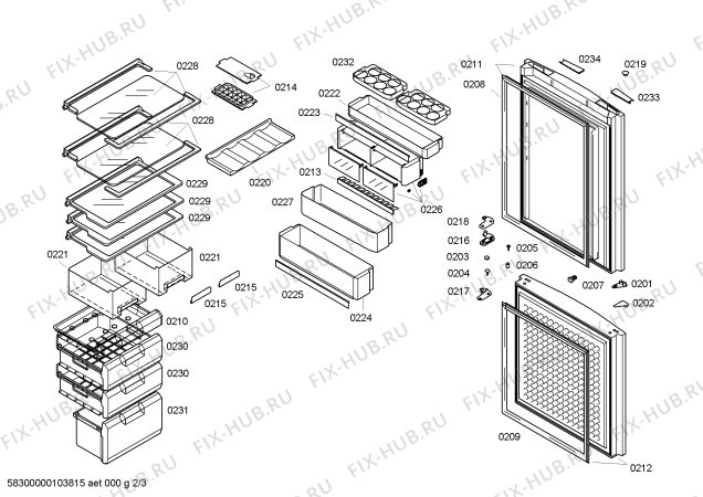 Схема №2 KK26U69TI с изображением Выдвижной ящик для холодильника Siemens 00440360