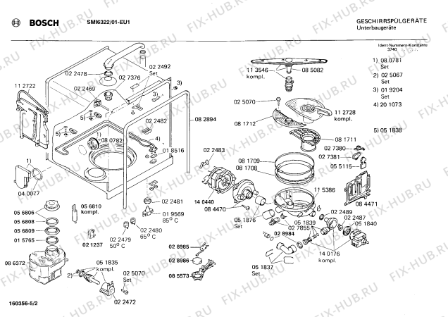 Взрыв-схема посудомоечной машины Bosch SMI6322 - Схема узла 02