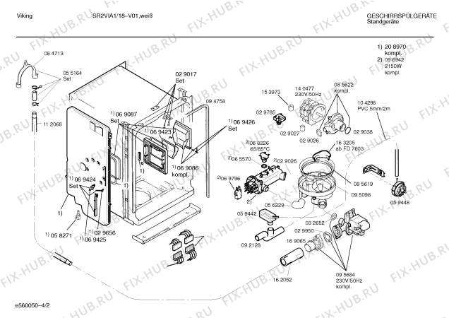 Взрыв-схема посудомоечной машины Viking SR2VIA1 - Схема узла 02