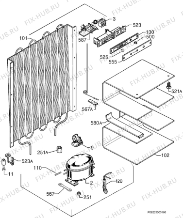 Взрыв-схема холодильника Kuppersbusch ITE128-5 - Схема узла Cooling system 017