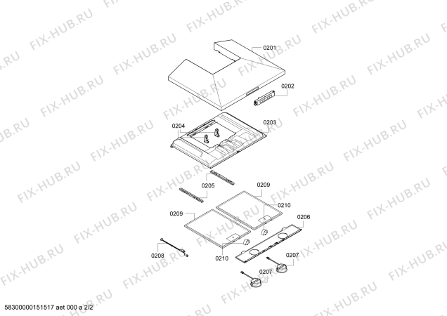 Взрыв-схема вытяжки Bosch DWW06E850 - Схема узла 02