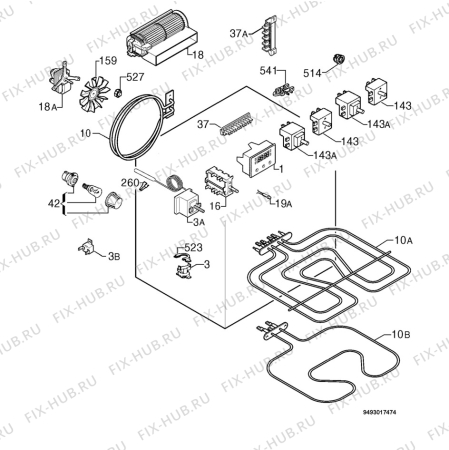 Взрыв-схема плиты (духовки) Privileg 835802_60013 - Схема узла Electrical equipment 268