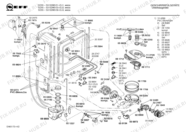 Взрыв-схема посудомоечной машины Neff S3152W0 sd55 - Схема узла 02