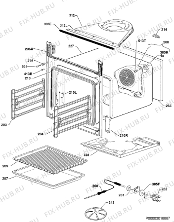 Взрыв-схема плиты (духовки) Electrolux EOB98001X - Схема узла Oven