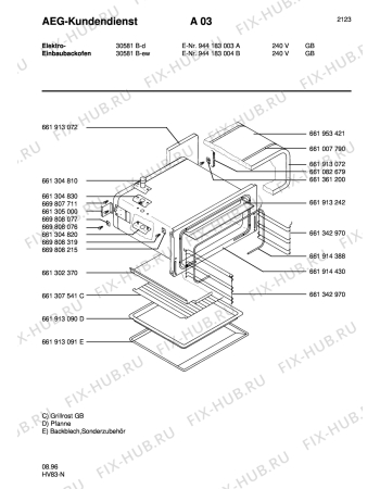 Взрыв-схема плиты (духовки) Aeg COMP. 30581B-W GB - Схема узла Section2